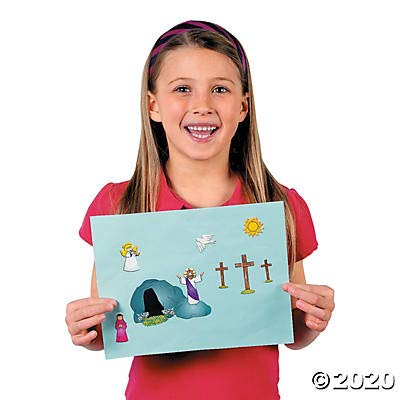 Fun Express He Lives! Jesus Make a Sticker Scenes for Easter (Set of 12) Sunday School and Religious Supplies