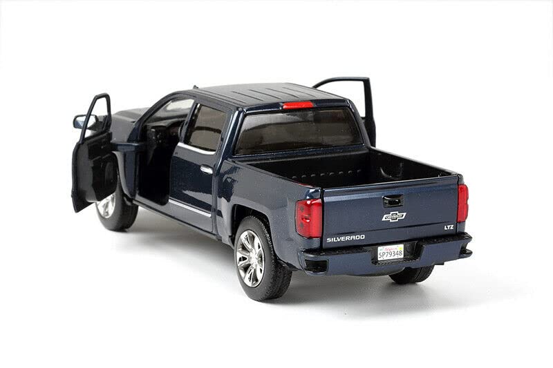Motormax 2018 Chevrolet Silverado LTZ Pickup Truck Diecast Model Car 8" Blue Metallic 100 Years Anniversary Model 79353BL