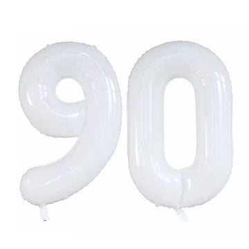Goer Number 90 Balloons For 90Th Birthday Party Decorations,42 Inch Jumbo Foil Helium Balloons For 90Th Anniversary (White)