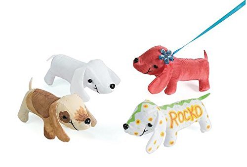 Colorations Set of 12 Decorate Your Own Fabric Plush Stuffed Puppy Dog, Arts & Crafts, Autograph, Signatures, Smooth, 41/4H x 