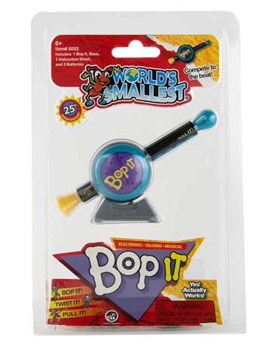 World's Smallest Bop It! Miniature Travel Game - Multi-Color, Electronic, Model 5052, Play Solo or with Friends
