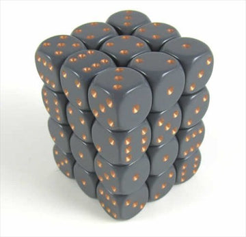 Chessex Manufacturing 25820 Opaque Dark Grey With Copper - 12 Mm Six Sided Dice Set Of 36