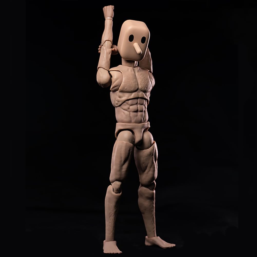 Souforce 1/12 Scale Wide Shoulder Male Action Figure 6In Flexible Notaman Square Head Male Figure Body Doll Miniature Figure Wit