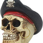 Ebros Gift Badass Pirate Captain Marauder Skull With Golden Earring Statue Captain Hook Skeleton Cranium With Crossbones Hat Figurine Skulls Skeletons