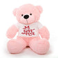 Click4deal Big Teddy Bear 4 feet Long Wearing Happy Mothers Day TShirt (Bear 121 cm) with Free Heart Shape Pillow Pink