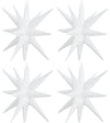 Toniful 4 Pcs 22Inch 4D Huge White Star Balloons Explosion Star Mylar Foil Balloons For Party Supplies Backdrop Christmas,Birthd