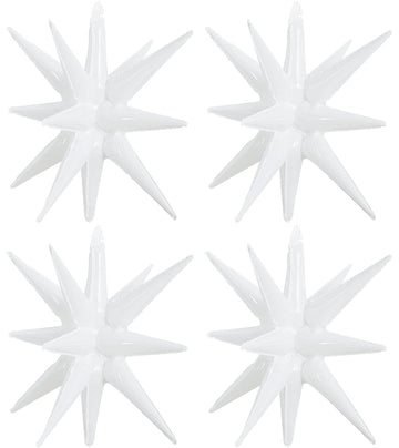 Toniful 4 Pcs 22Inch 4D Huge White Star Balloons Explosion Star Mylar Foil Balloons For Party Supplies Backdrop Christmas,Birthd