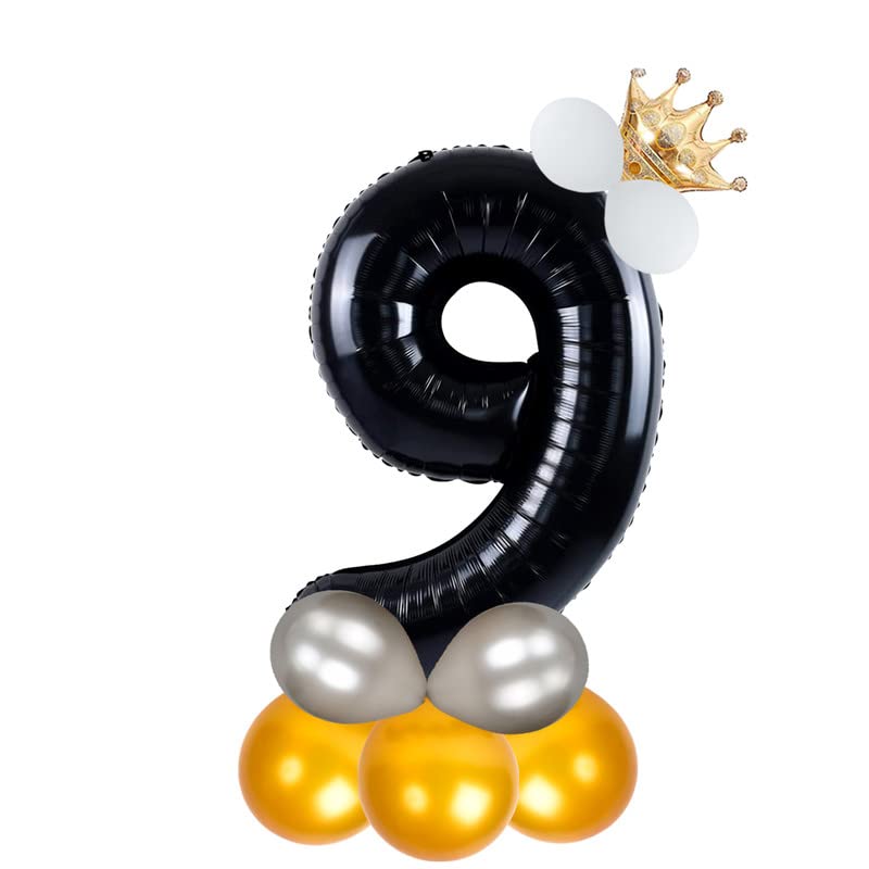 Shopperskart Black 32 Inches Numbers 9 Shape Large Big Foil Helium Balloons For Party Decorations In Happy Birthday Anniversary 