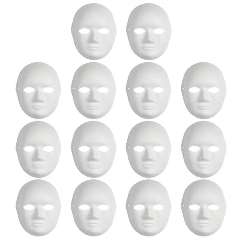 Yookat 14 Pieces Paper Art Masks White Craft Masks Paintable Paper Mask Mardi Gras Masquerade Masks (Style8)
