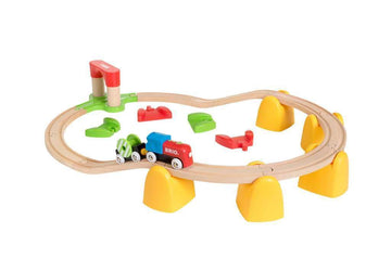 Brio World 33710 - My First Railway Battery Operated Train Set | 25 Piece Wood Train Set For Toddlers | Inclusive Of Accessories And Wooden Tracks | Certified By Forest Stewardship Council