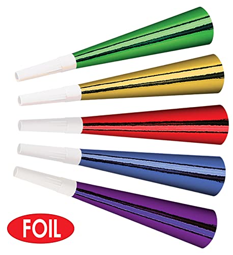 Beistle 100 Piece Happy New Year   S Eve Party Favors Horns Birthday Noise Makers, 9''