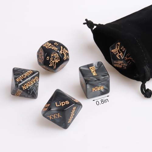 Tnstk Date Night Dice Game - Funny Portable Acrylic Dice Kit for Couples - Black
