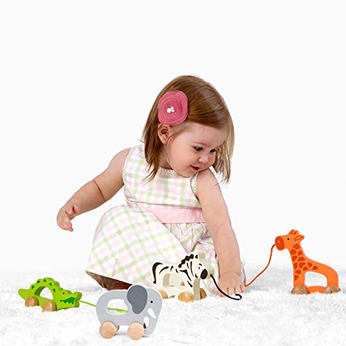 (Elephant) - Hape Elephant Wooden Push And Pull Toddler Toy,Grey