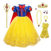 Chektin Princess Dress for Girls Halloween Costume Toddler Kids Birthday Party Cosplay Outfit with Accessories Yellow 3-4T