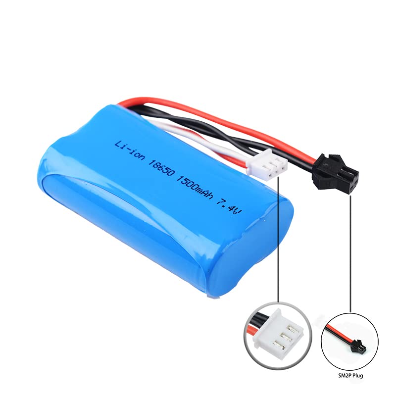 2 Pcs 7.4V 1500Mah 15C Sm2P Plug Li-On Battery For Wpl C24 Mn D90 Rc Car H101 H103 H105 Remote Control Rc Boat Rc Toys