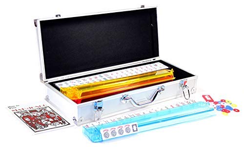 usamjtable American Mahjong Set 166 Tiles 4 All in One Pusher Rack Combo (Aluminum Case)
