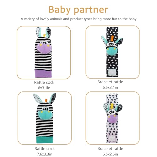 Wrist Rattle Foot Finder Sock for 0-36Months Baby Boys and Girls, Newborn Baby Soft Hand & Feet Rattle 0-3 Years, Arm Leg Babies