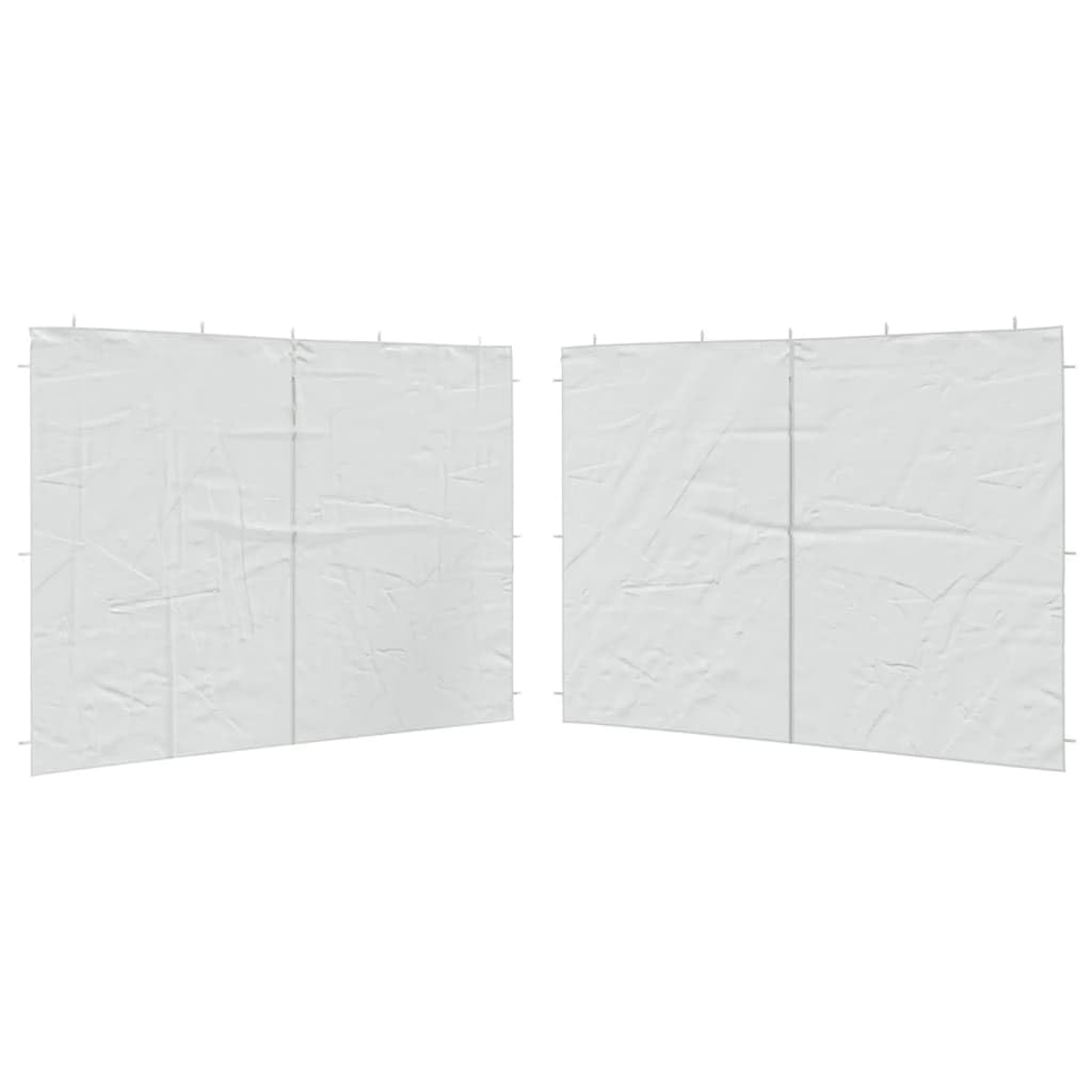 Vidaxl White Party Tent Sidewalls With Zipper, 2 Pcs, Pe Material, Uv And Water-Resistant, Easy Hook And Loop Fasteners Installation