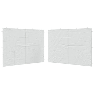 Vidaxl White Party Tent Sidewalls With Zipper, 2 Pcs, Pe Material, Uv And Water-Resistant, Easy Hook And Loop Fasteners Installation