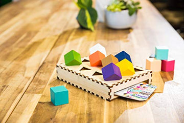 Project Genius: Chroma Cube, A Colorful Logic Puzzle, 12 Colorful Wood Blocks, 25 Brainteaser Cards, Puzzle, Great Gift, 1 Player Game Logic