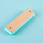 Hape Blues Harmonica - 10 Hole Wooden Musical Instrument Toy for Kids, Blue-Green, Model E8916