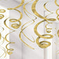 Amscan Dazzling Gold Plastic Swirl Decorations - 22" Foil, Pack of 12, Eye-Catching Decor