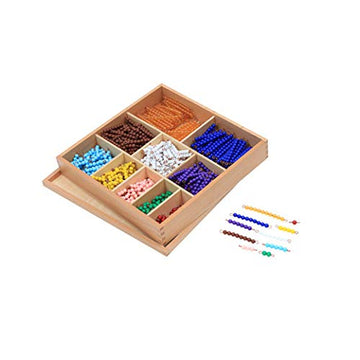 Adena Montessori Bead Set - Educational Acrylic Bead Bars for Kids, 55 Sets, Numbers Theme, Brown