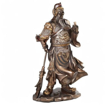 Ptc 10630 Guan Yu Chinese Fighting Warrior Resin Statue Figurine, 12.25''