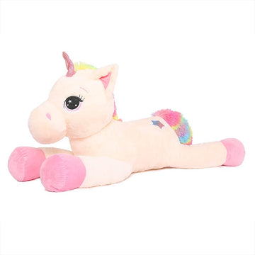 Tezituor 32In Unicorn Plush Toys,Beige Giant Unicorn Stuffed Animals,Lovely Unicorn Birthday Decorations For Girls,Big Unicorns Gifts For Children