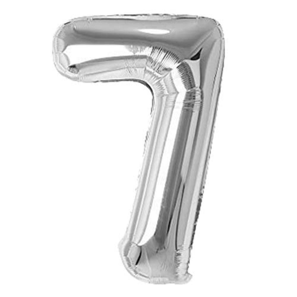 On Blow 32 inch Silver Number Foil Balloons for Party Decoration (Number 7)