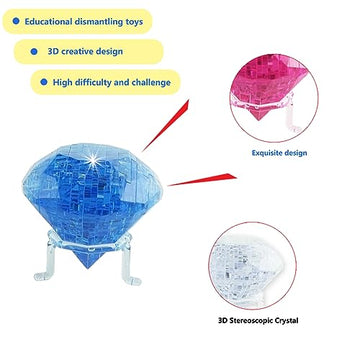 Btyyihex 3D Crystal Diamond Puzzle, Crystal Puzzle Brainteasers For Puzzlers Ages 16 And Up, 41Pcs(Transparent-Diamond)