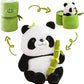 Storescent Cute Panda Plush With Bamboo, Kawaii Soft Panda In Bamboo Stuffed Animals Toy, Plushies Doll Gifts For Kids Girls Boy