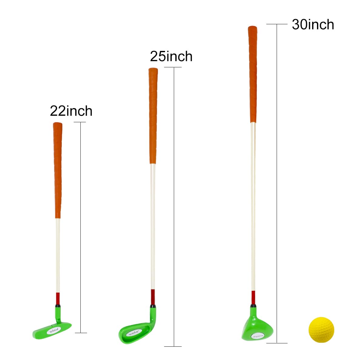 Kids Golf Clubs Set For Child,Konday Kids Golf Set Include Drive,Iron,Putter,Carry Bag And Soft Balls Right Hand (Green)