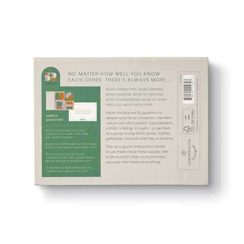 Compendium Family Edition Conversation Starter Game - 52 Questions, Paper, 6"x4.5"x0.5", Model 11230