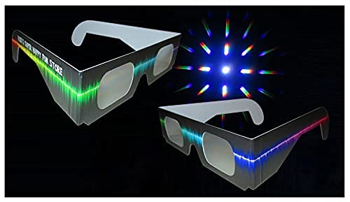 Rob's Super Happy Fun Store 3D  Glasses - Rave Waves - 50 Pair Paper Glasses - See Colorful Rainbows Around Points of Light Perfect for Festivals  Holiday Lights  Parties