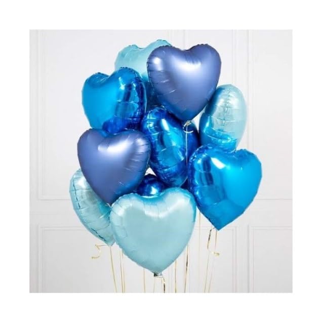 Heart Shape Foil Balloons Birthday (Blue,Multicolor)