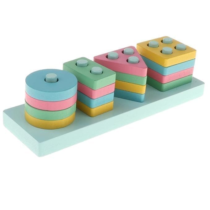 Shopecom Wooden Shape Sorter Block Geometric Board Blocks Sorting And Stacking Montessori Education For Child, Kid Colour Recogn