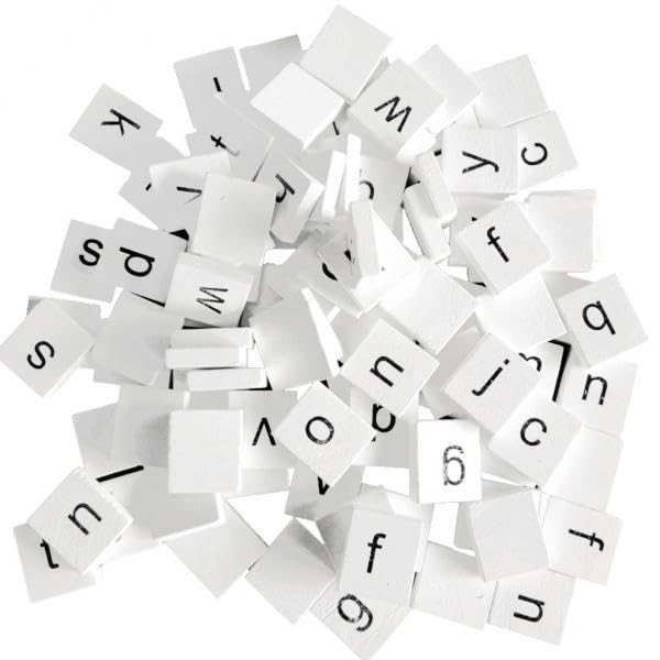 TRENDIVIBE 4x100 Pieces Wooden Puzzle Tiles Craft Alphabet Mixed Lowercase Cube Blocks