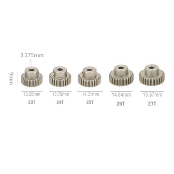 Kingval Replacement 5Pcs 48Dp 3.175Mm 23T 24T 25T 26T 27T Aluminium Pinion Motor Gear Compatible With 1/10 Rc Car Brushed Brushl