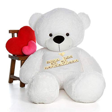 Click4Deal Big Teddy Bear 3 Feet Long Wearing A Be My Valentine T-Shirt (Bear 91 Cm) (White)
