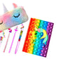 Sv Traders Unicorn Stationery Set For Girls/Kids/Boys School Supplies Set Of 7 PcsUnicorn Fur Pouch+Unicorn A5 Size Popit Dairy