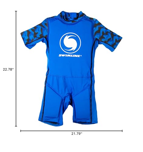 Swimline Blue Swim Trainer Floating Vest Suit For Kids & Toddlers Ages 4+ Boys/Girls -Comfortable Zip Up Buoyant Foam Swimming Life Jackets Puddle Jumpers 40-55 Pounds Lbs Children Learning Swimwear