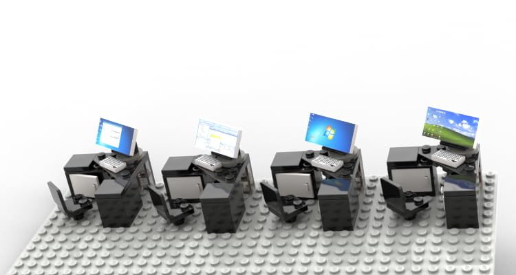 Building Bricks Toys Businessman Lawyer Play Office Setup- Computers Set of 4. 2x4 Tiles {Screens} & Keyboards enhanced Quality Holiday Birthday Gift for Kids