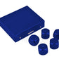 Ds.Distinctive Style Aluminum Alloy Dice 5 Pieces 16Mm Portable Metal Dices With Case 6 Sided Dice For Party Game (Blue Square)