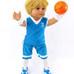 American Fashion World Boys Blue Basketball Uniform for 18-Inch Dolls | Accessories Included | enhanced Quality & Trendy Design | Dolls Clothes | Outfit Fashions for Dolls for Popular Brands