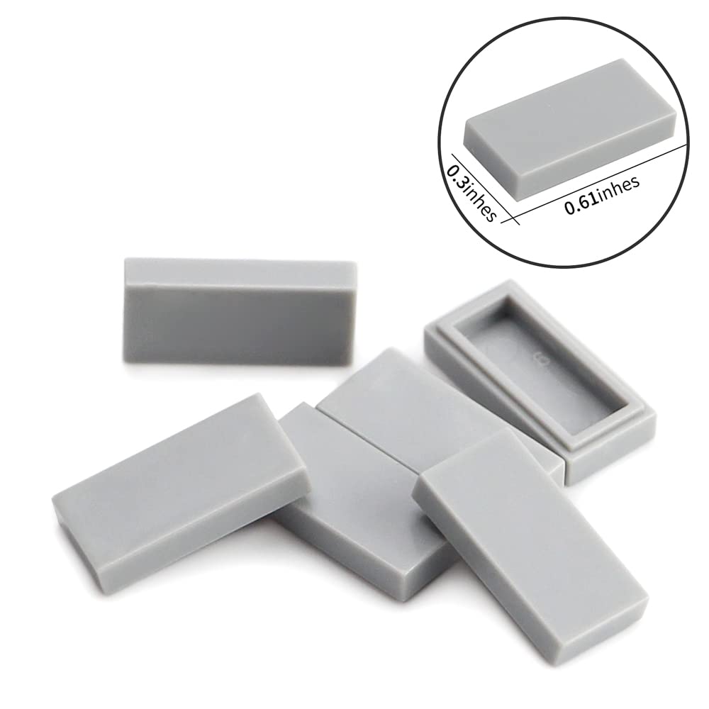 Light Bluish Gray 1×2 Tile ×700 Parts And Pieces Flat Moc Bricks, Bulk Building Blocks For Smooth Surface Wall Floor, Toy Accessories Compatible With Major Brands