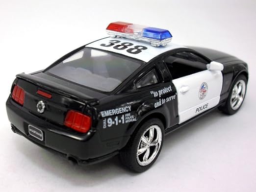 KiNSMART 2006 Ford Mustang GT Police Edition 5inch 1:38 Scale Die Cast Metal Toy Police Car with Pullback Action