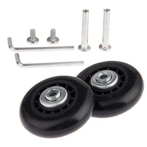 Mtsooning 2 Sets Luggage Wheel Replacement Kit, 60X17Mm Rubber Swivel Caster Wheels, Suitcase Bearings Repair Wheels With Screws Axles Wrench Bearings,Inline Outdoor Skate Wheels