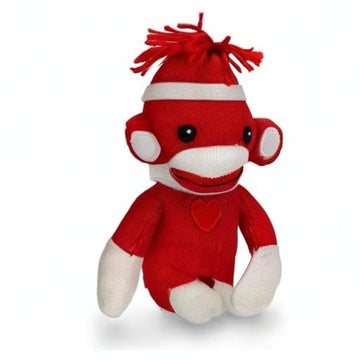 Plushland Adorable Sock Monkey, The Original Traditional Hand Knitted Stuffed Animal Toy Gift-For Kids, Babies, Teens, Girls And Boys Baby Doll Present Puppet 6 Inches (New Red)