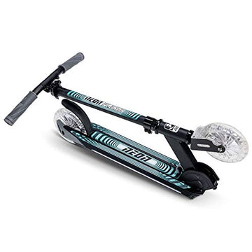Yvolution Neon Flash Foldable Kids Scooter with Light up Wheels, Easy Folding Scooter with 2 Light up Wheels and and Rear Brake,